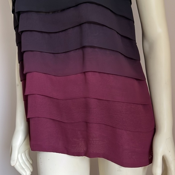Nwt Saks Fifth Avenue Women’s 5/48 Ombré maroon black ruffle racerback tanktop L - Picture 5 of 12